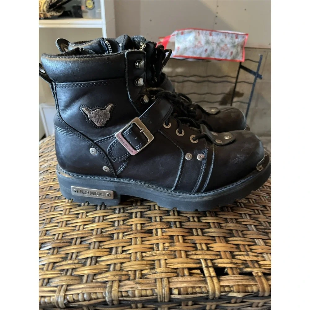 Vintage Harley Davidson Boots Men's‎  Brake Buckle Black Motorcycle Steel Toe 12
